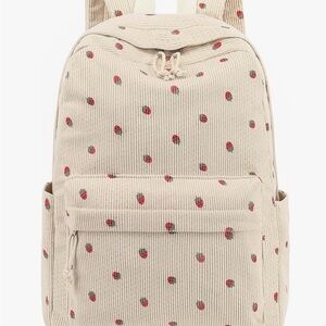 Stylish Cream Backpack with Red Accents